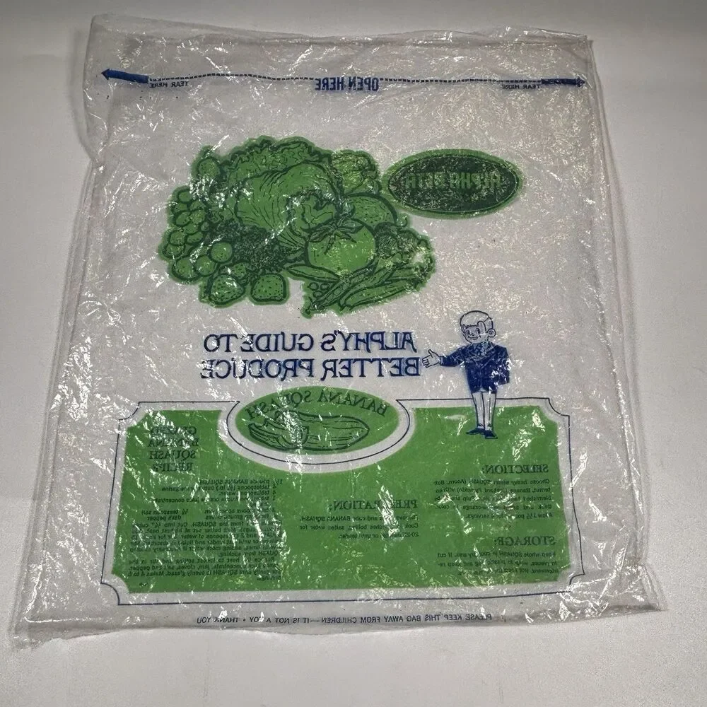 Vintage Alpha Beta Alphy’s Guide Produce Bag Banana Squash Recipe Grocery Store